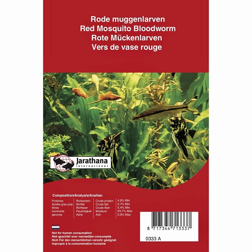 Vers de vase rouge congelé dans une emballage de blister